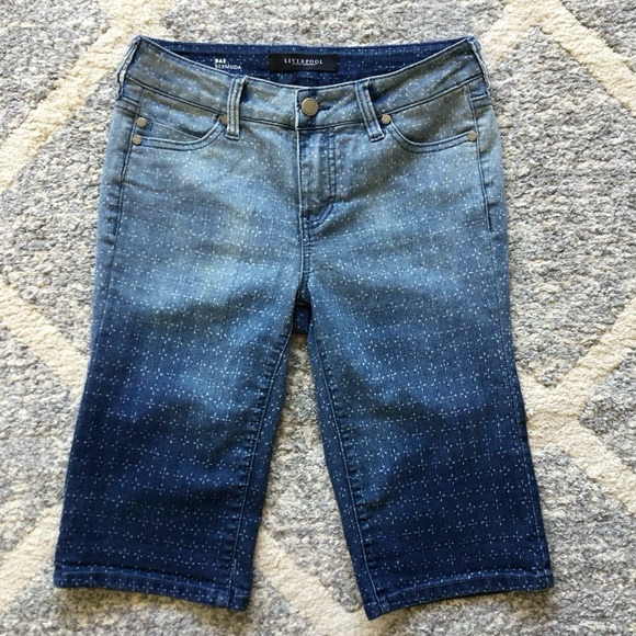 NWOT Liverpool Jeans Company Blue Ombre Wash Bae Bermuda Shorts, Sz 2/26 - Picture 1 of 6
